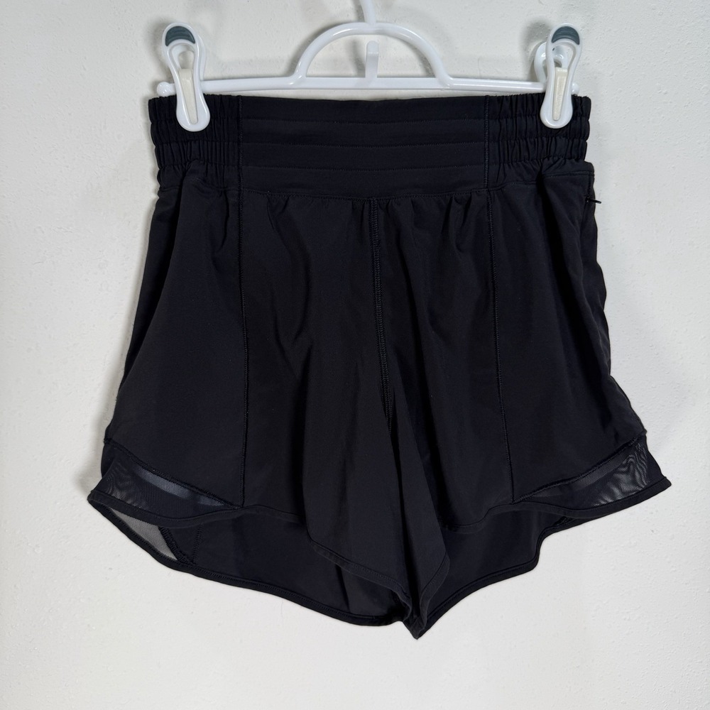 Lululemon Hotty Hot Short *High-Rise Long 4" Black Sz 4 *EUC W7ARIT